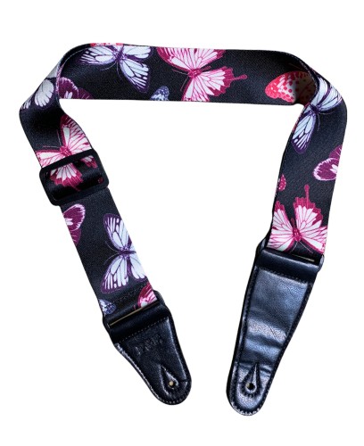 Pasek gitarowy nylon regulowany PP XXVI motyle BK