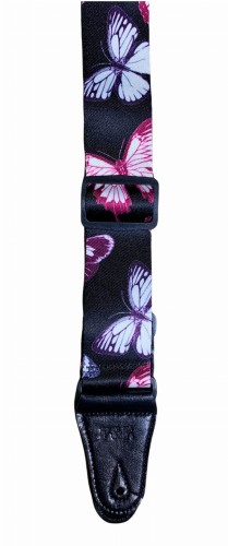 Pasek gitarowy nylon regulowany PP XXVI motyle BK