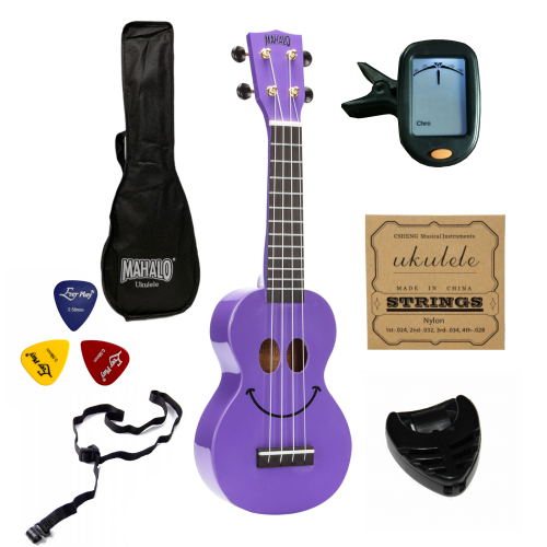 Ukulele sopranowe Mahalo U-Smile fioletowe 2 zestaw