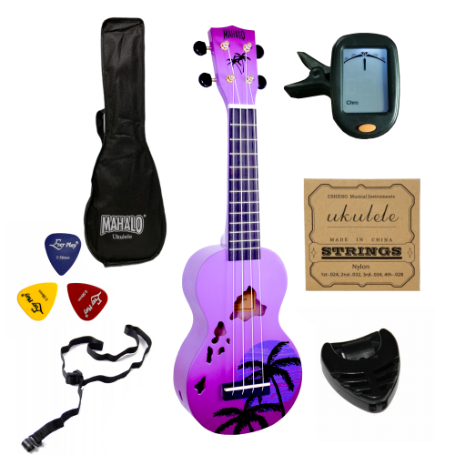 Ukulele sopranowe Mahalo Hawai fioletowe zestaw