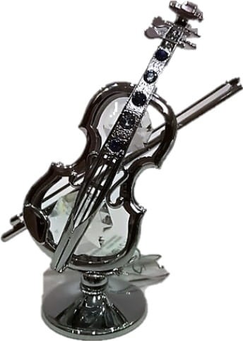Figurka Muzyczna - Skrzypce z Kryształem - Srebrna - PREZENT DLA MUZYKA