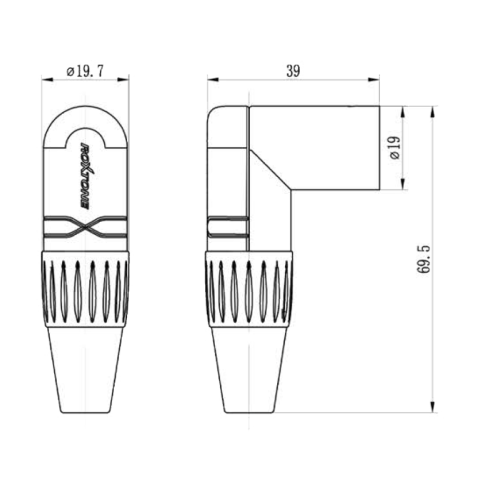 xlr kątowy męski wymiary