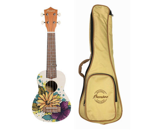 Ukulele Sopranowe Bamboo Spring KWIATY + Pokrowiec