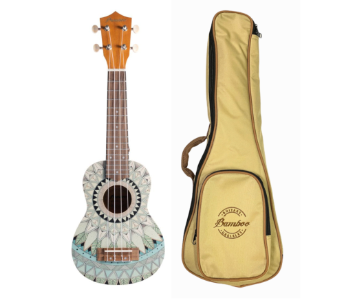 Ukulele Sopranowe Bamboo Jade MANDALA + POKROWIEC