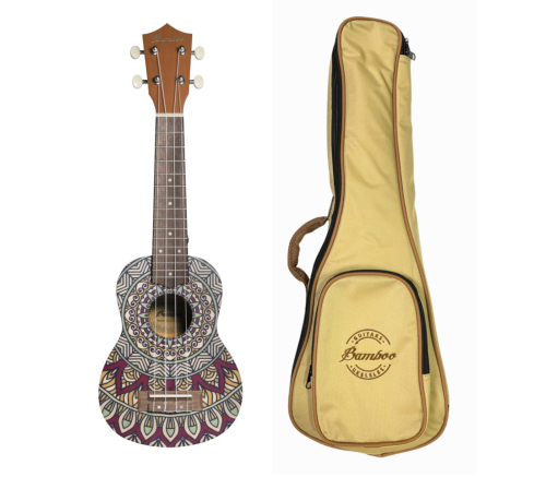 Ukulele Sopranowe Bamboo Deep Ocean MANDALA + POKROWIEC