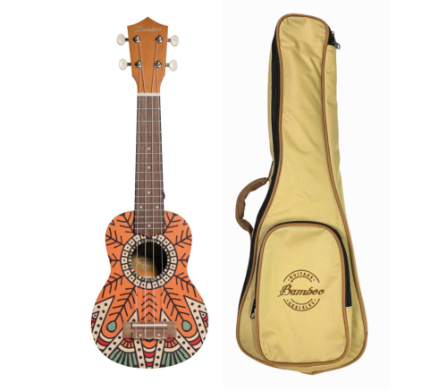 Ukulele Sopranowe Bamboo Orange MANDALA + Pokrowiec