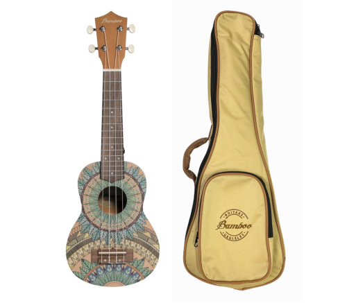 Ukulele Sopranowe Bamboo Fresh Aqua MANDALA + POKROWIEC