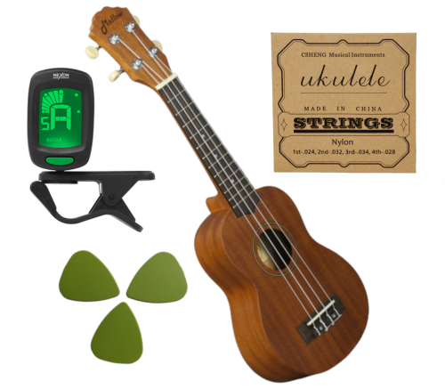 Ukulele Sopranowe Mellow UK-1 + Akcesoria - Stroik Struny Kostki