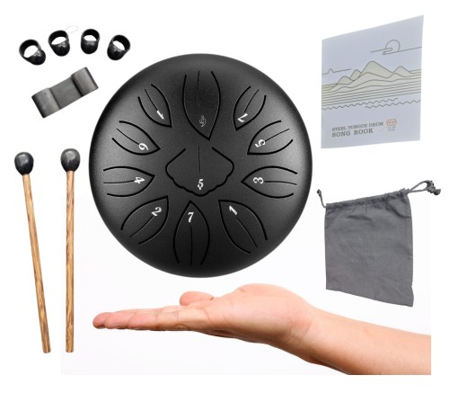 Tongue Drum Bęben Eteryczny Hluru Handpan Bęben Czarny Liść