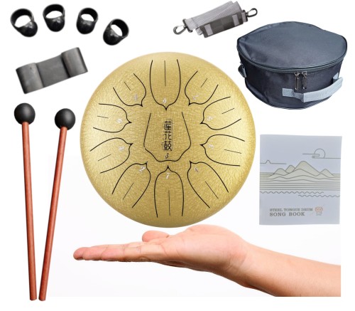 Tongue Drum Bęben Eteryczny -Hluru THL11-12 Złoty Liść