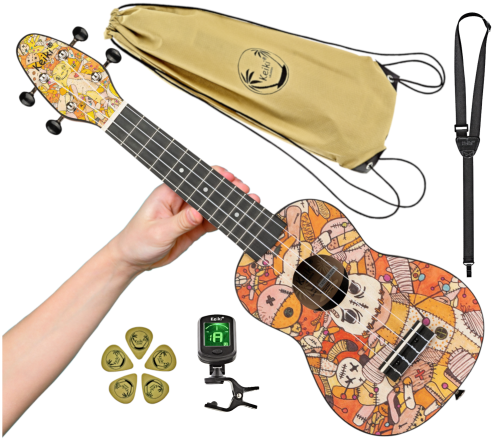 Ukulele sopranowe Ortega K2-VP Keiki MEGA ZESTAW