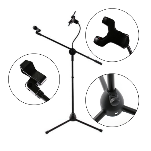 Statyw do Mikrofonu Stojący + Uchwyt na Telefon