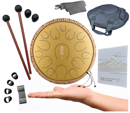 Tongue Drum Bęben Eteryczny 14" - Hluru Handpan Złoty