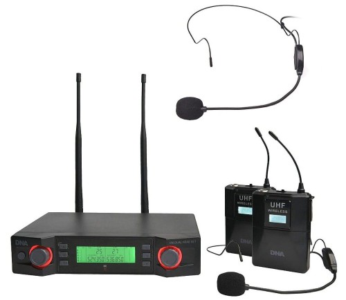 Mikrofon Nagłowny Bezprzewodowy - PODWÓJNY Zestaw - DNA