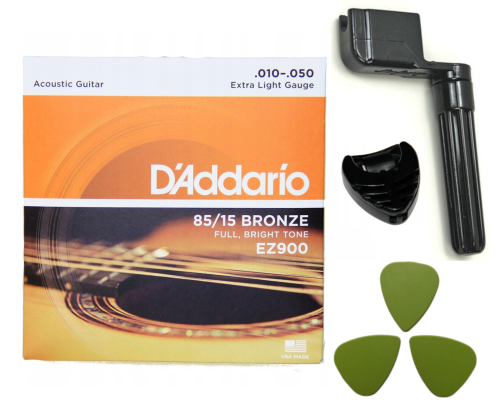 Struny do Gitary Akustycznej D'Addario EZ900 10-50 + Akcesoria