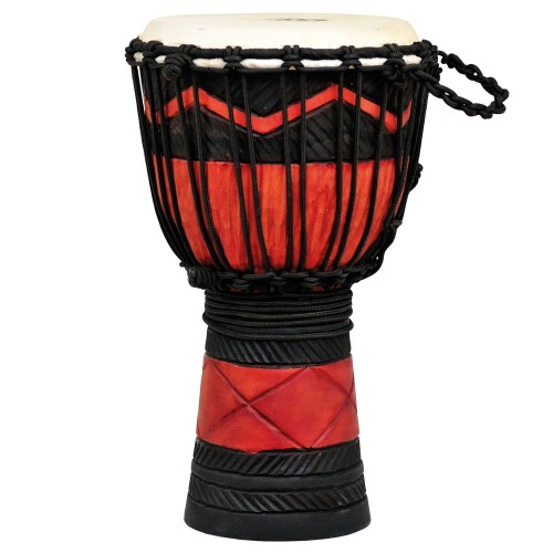 Djembe Drewniane mahoniowe 40 cm-  Ever Play - Czarno- czerwone- DA40RB-SQ 