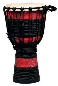 Djembe Drewniane mahoniowe 40 cm-  Ever Play- Czarno- czerwone- DA40RB-1