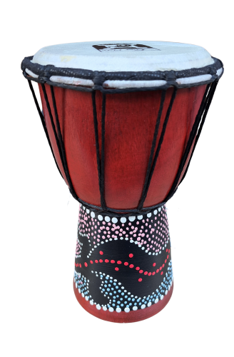 Djembe Drewniane mahoniowe 20 cm-  Ever Play - Niebiesko- Różowe