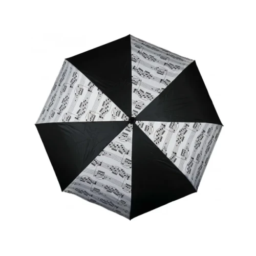 Składany parasol czarno-biały w nuty – stylowy i kompaktowy