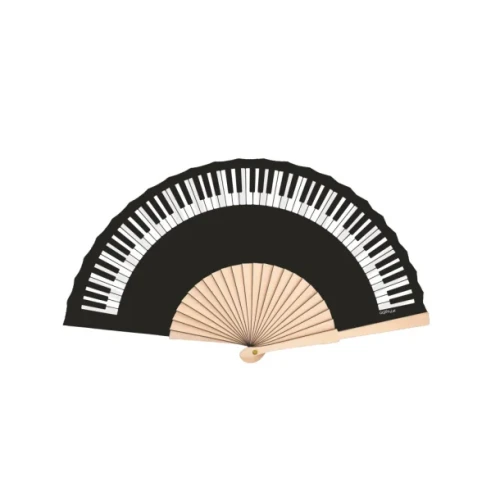 Wachlarz Beżowo-Czarny z Motywem Klawiatury – Elegancki Dodatek 