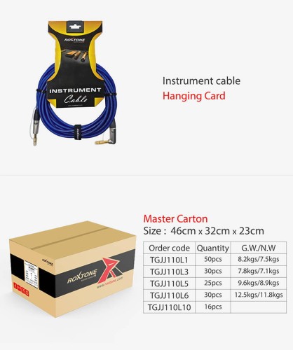 Kabel instrumentalny Jack 6,3mm 5m Roxtone TGJJ110L5 TBN