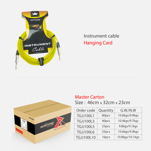 Kabel instrumentalny Roxtone TGJJ100L5 TYL