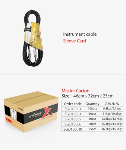 Kabel instrumentalny Jack 6,3mm 10m SMART Roxtone SGJJ100L10