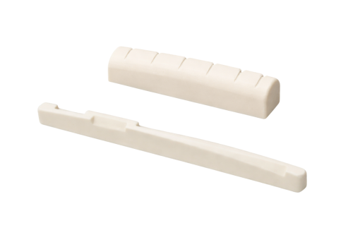 Zestaw siodełko + mostek do gitary akustycznej (kość) – poprawa brzmienia i sustainu