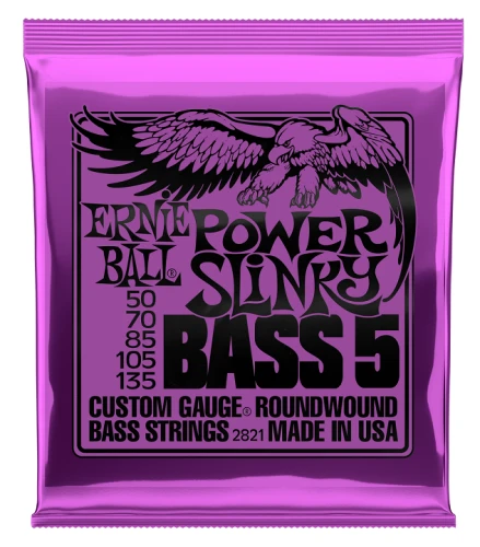 Struny do gitary basowej 5‑strunowej- Ernie Ball Power Slinky 50‑135