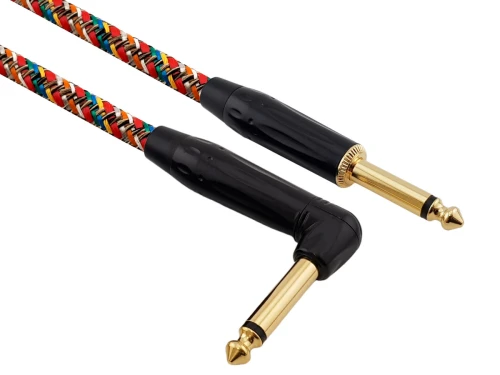 Kabel instrumentalny Red's Music – Jack 6.3mm / Jack 6.3mm kątowy – FOP kabel w oplocie - GCF1250RA - 5m