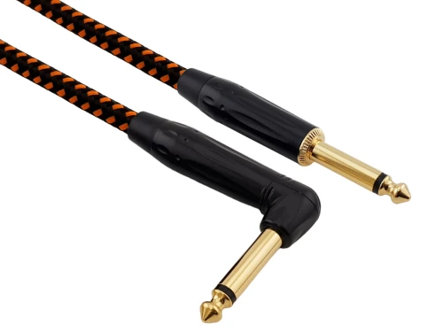 Kabel instrumentalny Red's Music – Jack 6.3mm / Jack 6.3mm kątowy – FOP kabel w oplocie - GCF1250BO - 5m
