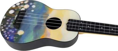 Ukulele sopranowe Flight TUS40 Dandelions – kolorowy wzór, top lipa, korpus ABS, pokrowiec w zestawie