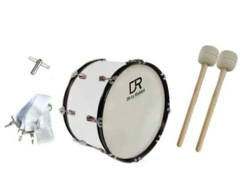 Marszowy Bęben Basowy Dirty Rabbit MB2214-White
