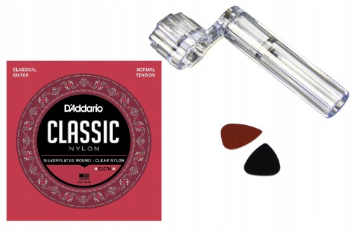 Struny do Gitary Klasycznej D'Addario EJ27N + KORBKA i KOSTKI