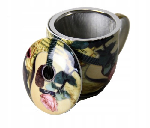 Kubek muzyczny z zaparzaczem gitara porcelanowy