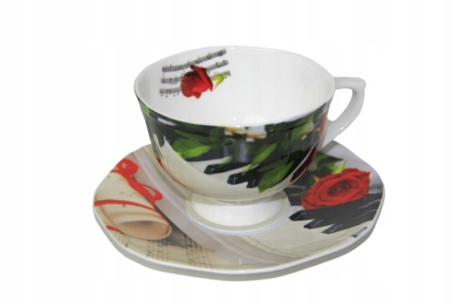 Filiżanka muzyczna pianino porcelanowa zestaw