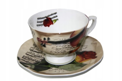 Filiżanka Porcelanowa SKRZYPCE Muzyczna - ZESTAW - Prezent dla Muzyka