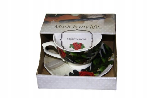 Filiżanka muzyczna skrzypce porcelanowa zestaw