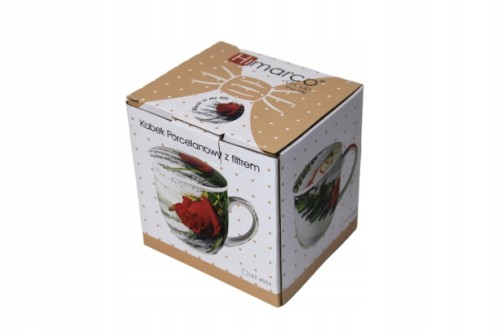 Kubek muzyczny z zaparzaczem pianino porcelanowy