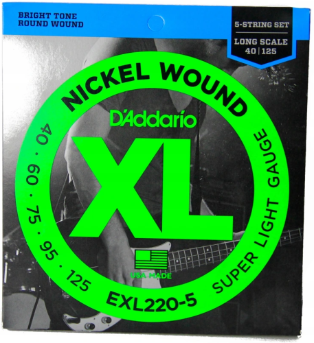Struny do gitary basowej 5 str D'Addario EXL40-125