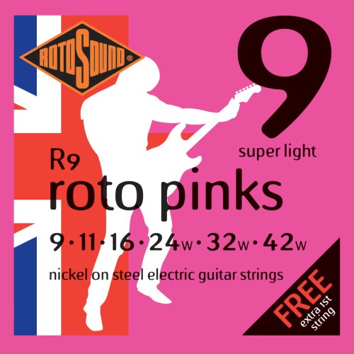 Struny do gitary elektrycznej Rotosound Pinks R9 9-42