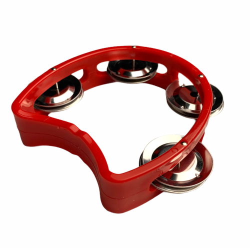 Mini tamburyn półksiężyc z tworzywa 4 pary dzwonków RD