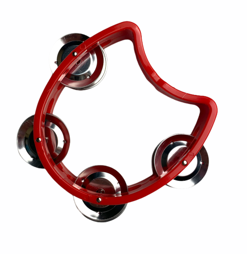 Mini tamburyn półksiężyc z tworzywa 4 pary dzwonków RD