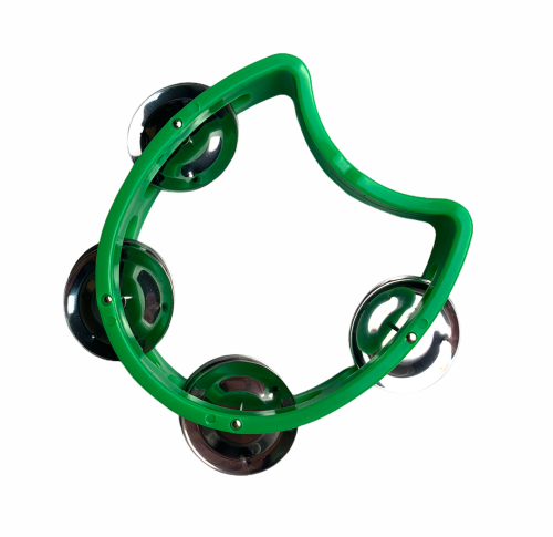 Mini tamburyn półksiężyc z tworzywa 4 pary dzwonków GR