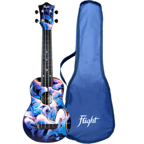 Flight TUS40 Graffiti ukulele sopranowe MEGA ZESTAW