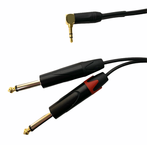 Kabel Audio Jack 3,5 - 2x 6,3 - 1,5m KĄTOWY - AU1715k Red's Music