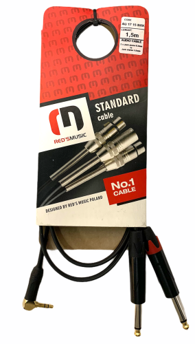 Red's Music AU1715k kabel audio jack 3,5 kątowy - 2x 6,3 1,5m