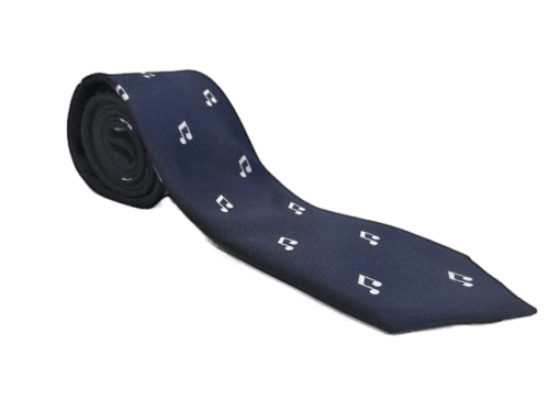 Muzyczny Krawat z Nutami - Granatowy w Białe Nutki