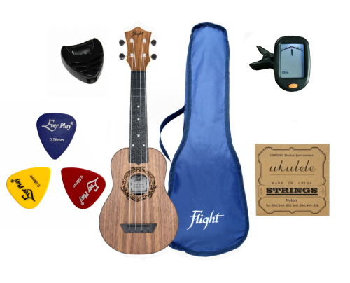 Flight TUS50 ukulele sopranowe MEGA ZESTAW