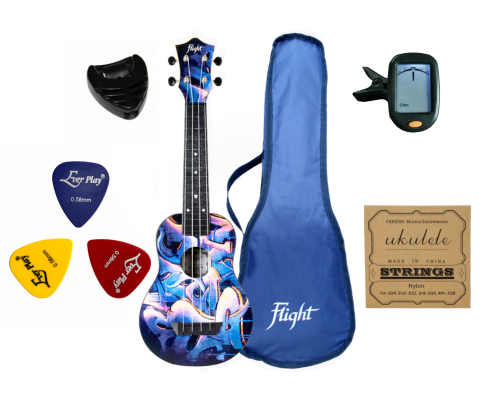 Ukulele Sopranowe Flight TUS40 Graffiti + Zestaw Akcesoriów